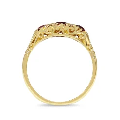 18ct Yellow Gold Victorian Style Ruby and Diamond 3 Stone Ring