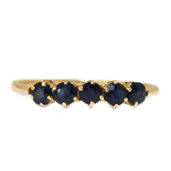9ct Yellow Gold Vintage 5 Stone Sapphire Band Ring