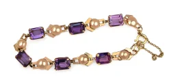 14ct Yellow Gold Vintage Amethyst Bracelet