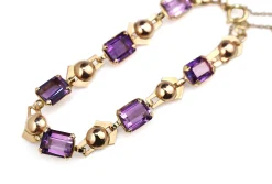 14ct Yellow Gold Vintage Amethyst Bracelet