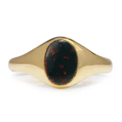 18ct Yellow Gold Vintage Blood Stone Signet Ring