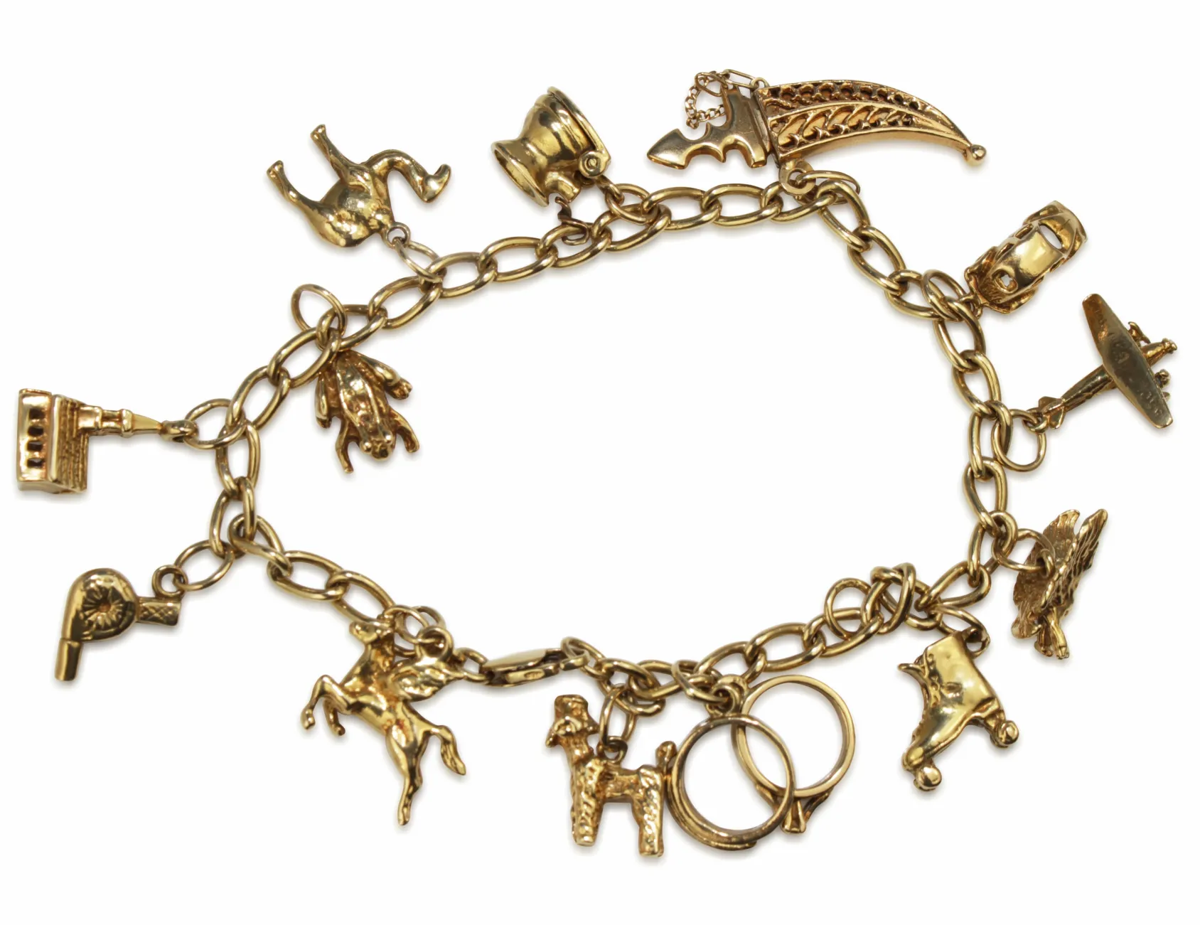 18ct Yellow Gold Vintage Charm Bracelet