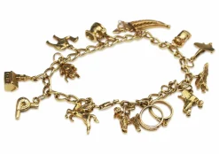 18ct Yellow Gold Vintage Charm Bracelet