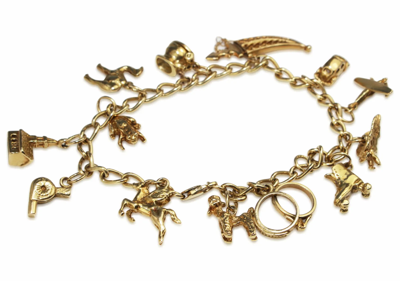 18ct Yellow Gold Vintage Charm Bracelet