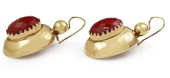 14ct Yellow Gold Vintage Coral Drop Earrings