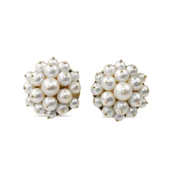 14ct Yellow Gold Vintage Cultured Pearl Stud Earrings