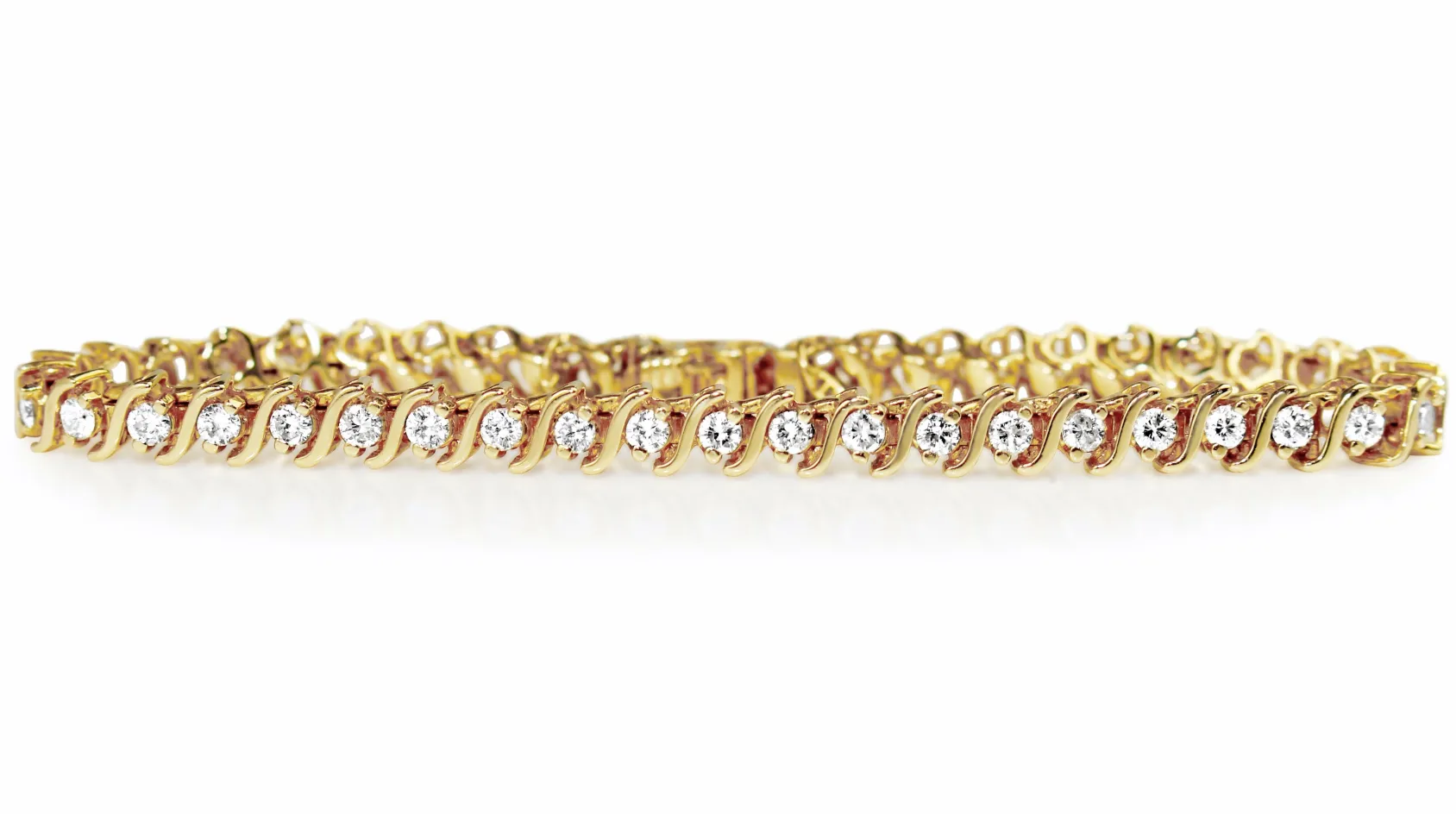 18ct Yellow Gold Vintage Diamond Tennis Bracelet
