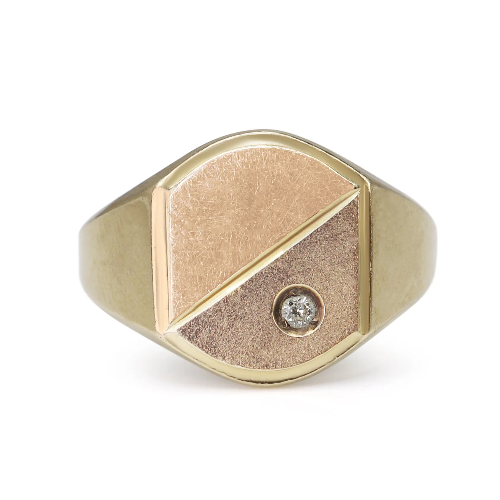 9ct Yellow Gold Vintage Diamond Signet Ring