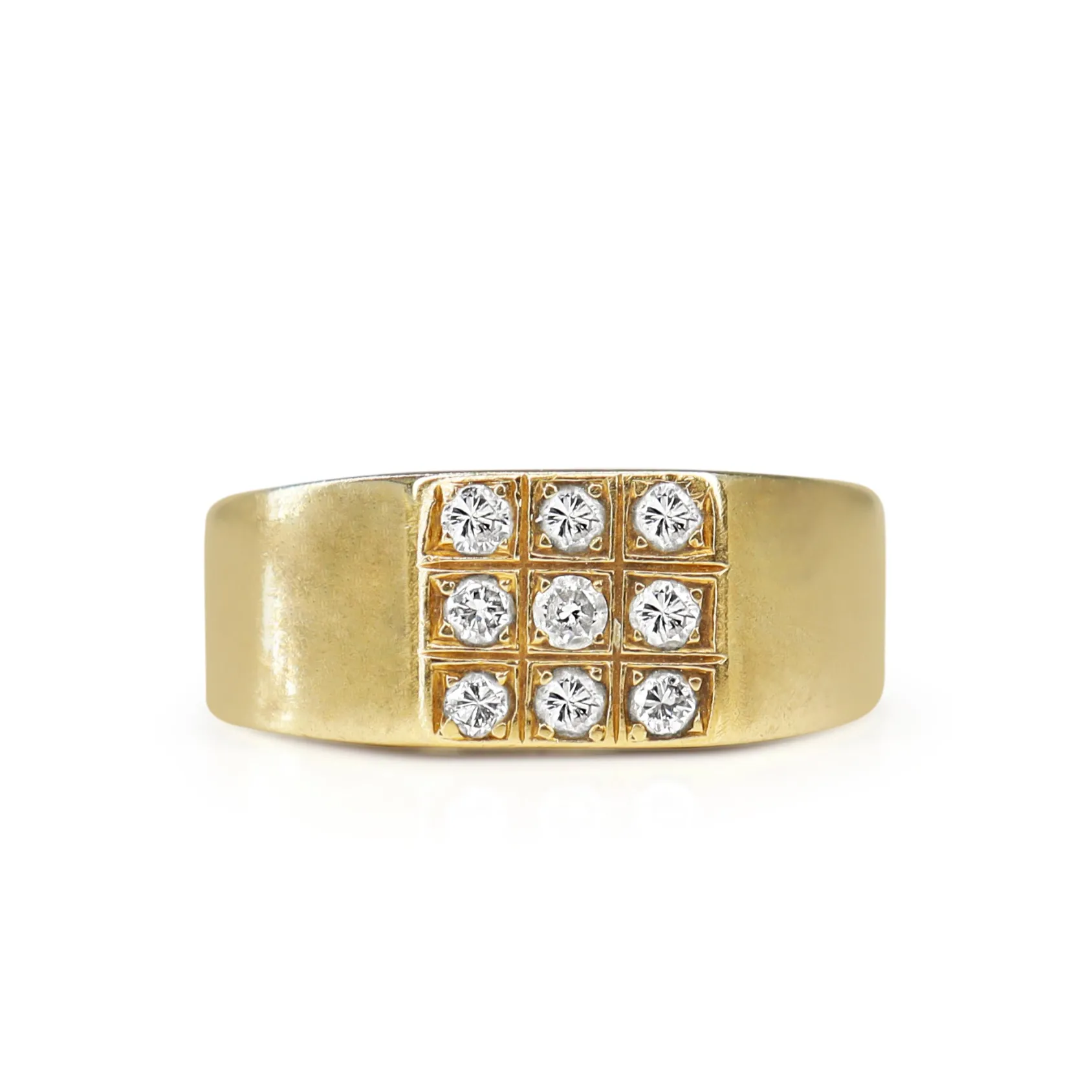 14ct Yellow Gold Vintage Diamond Signet Ring