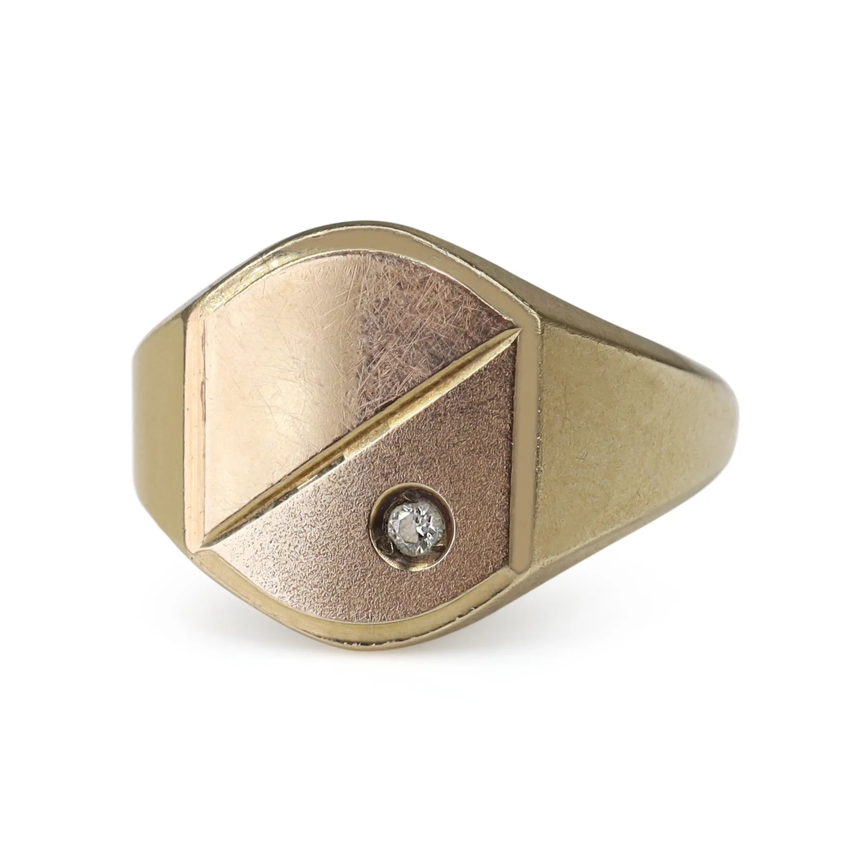 9ct Yellow Gold Vintage Diamond Signet Ring