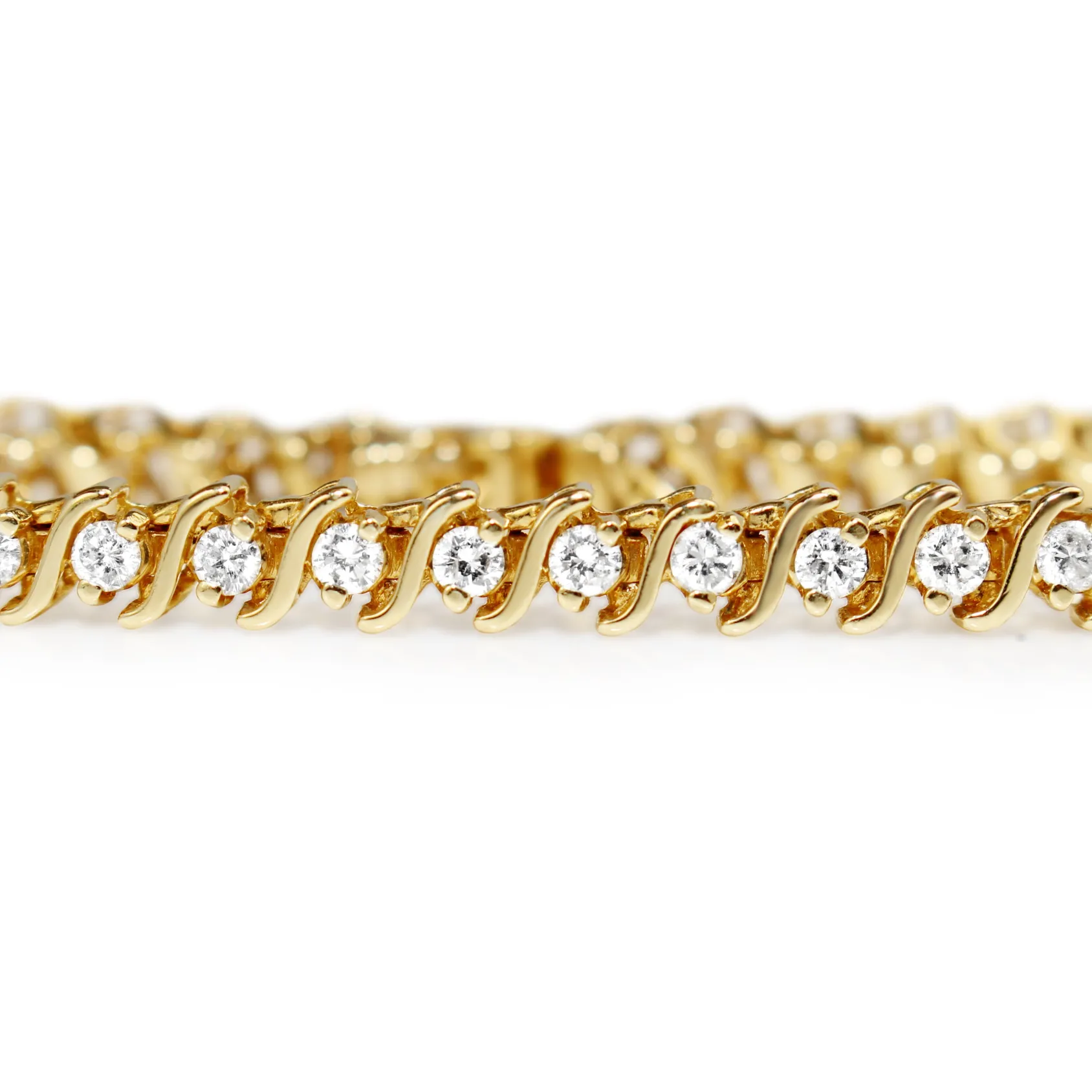 18ct Yellow Gold Vintage Diamond Tennis Bracelet