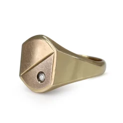 9ct Yellow Gold Vintage Diamond Signet Ring