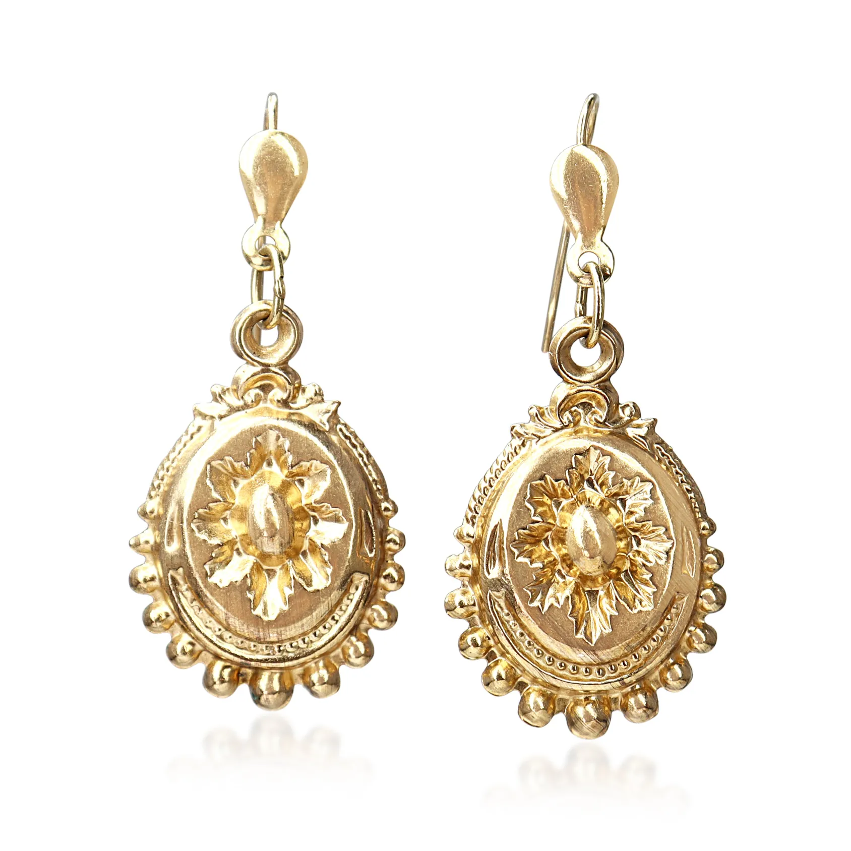 9ct Yellow Gold Vintage Engraved Earrings