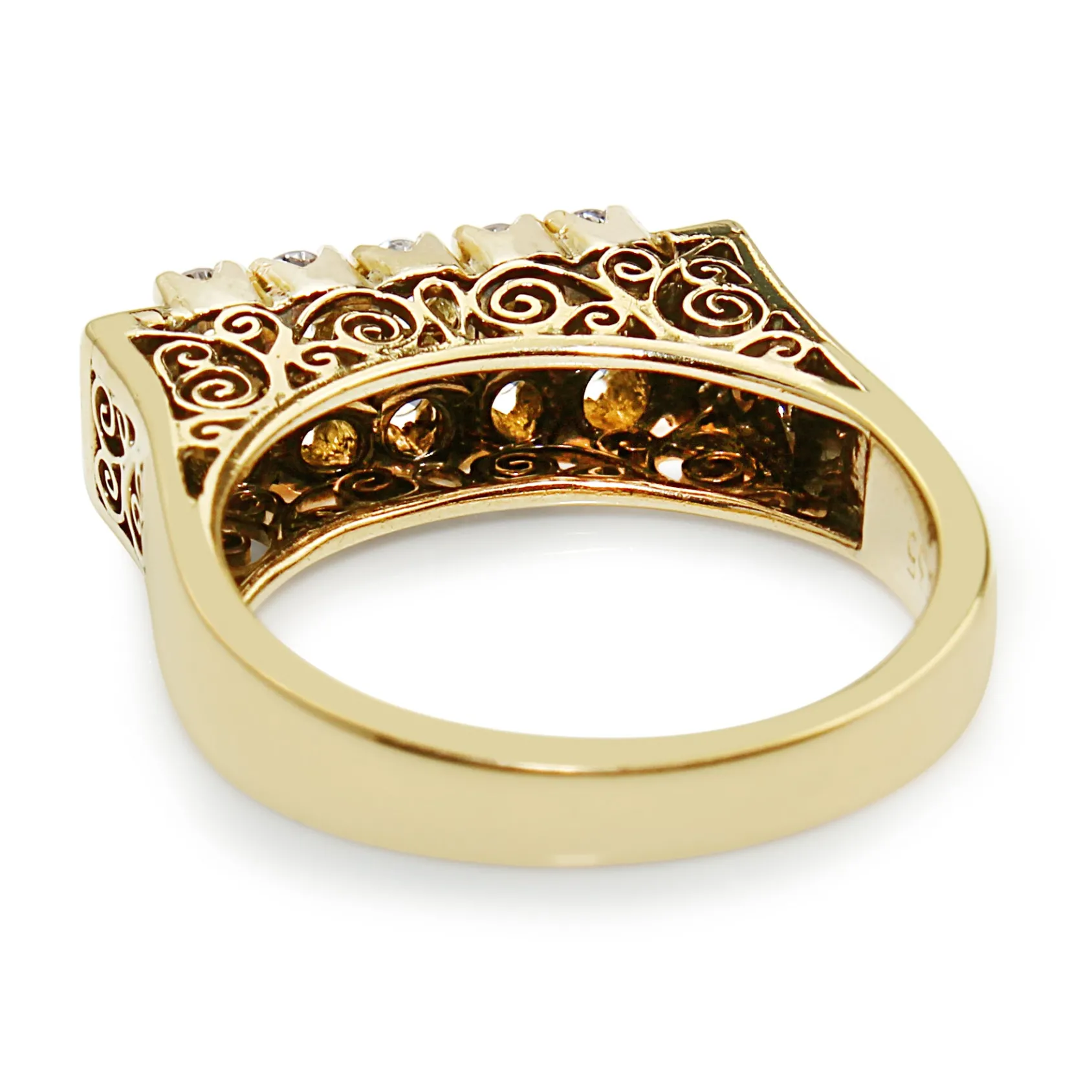 18ct Yellow Gold Vintage Filigree Band Ring