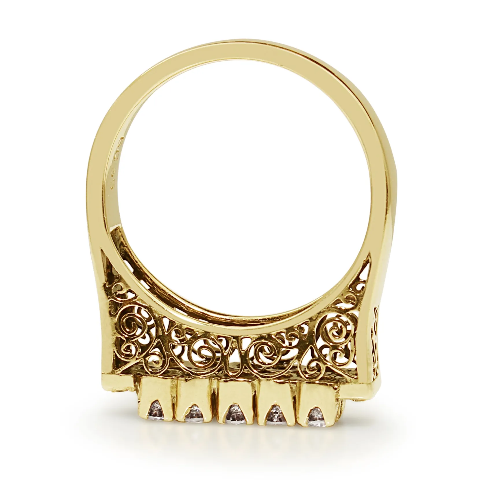 18ct Yellow Gold Vintage Filigree Band Ring