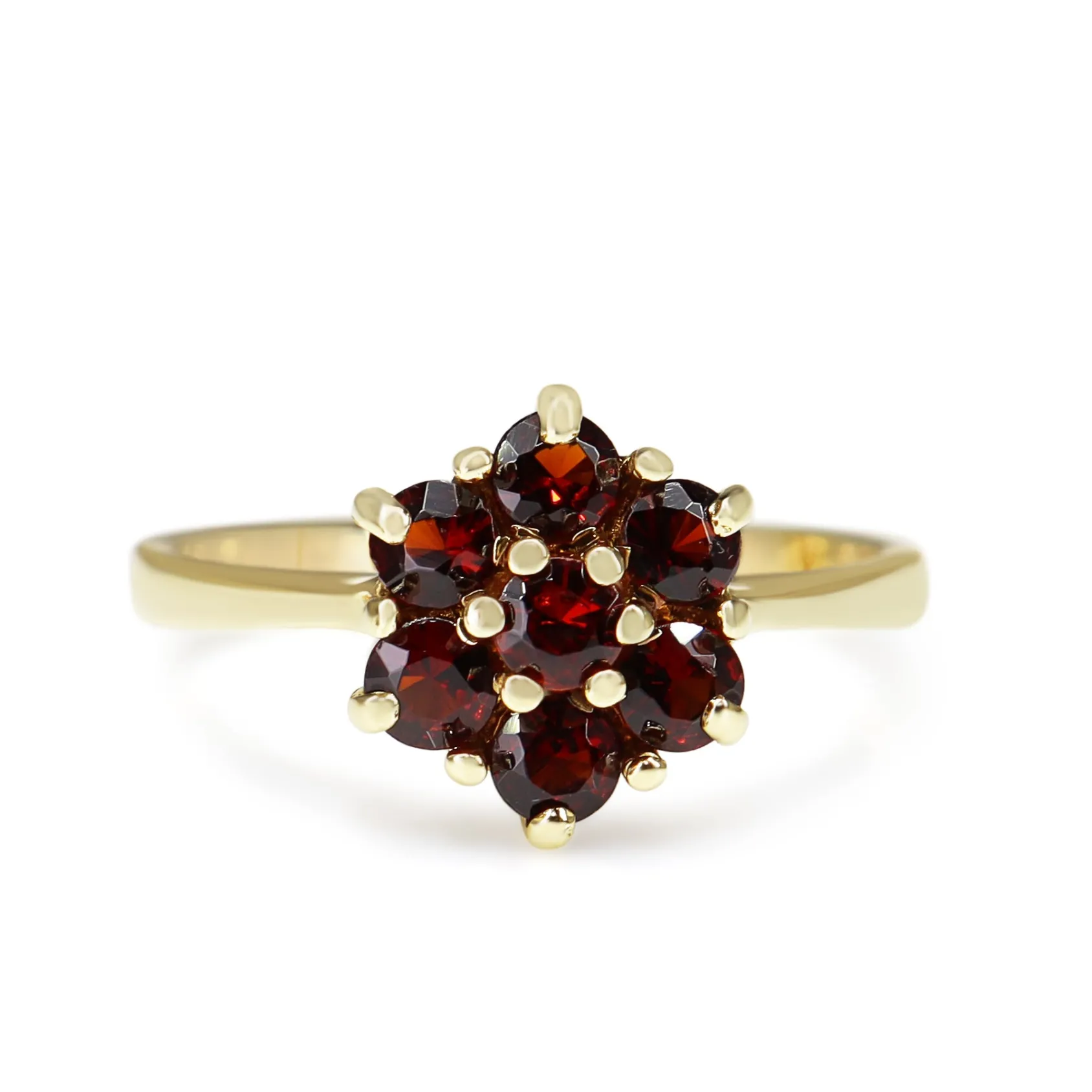 9ct Yellow Gold Vintage Garnet Cluster Ring