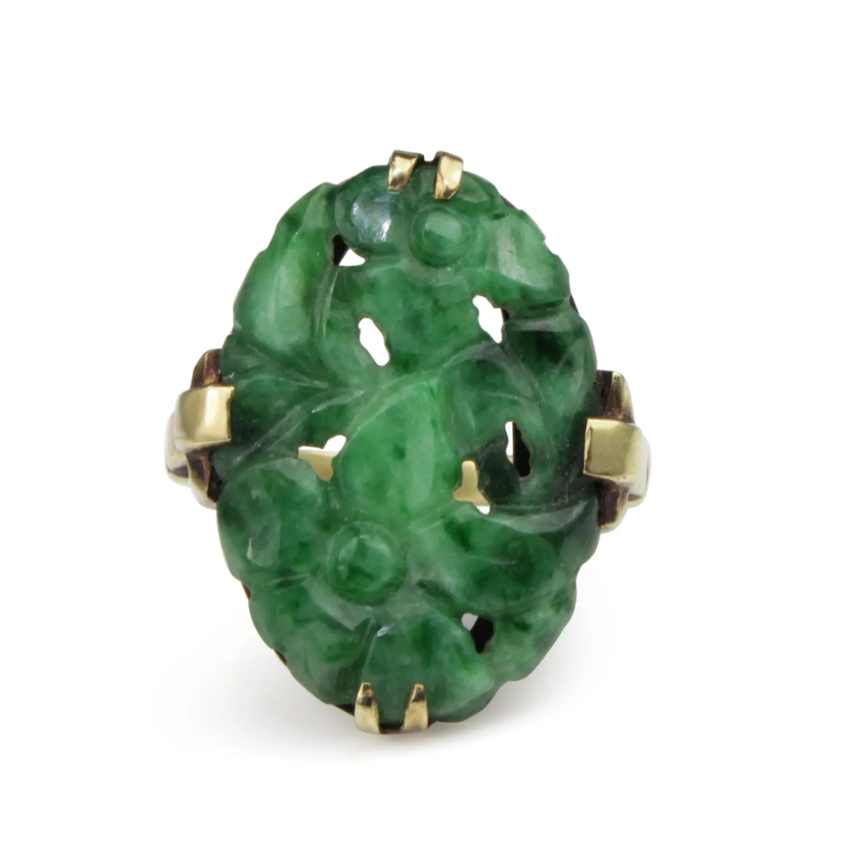 14ct Yellow Gold Vintage Jade Ring