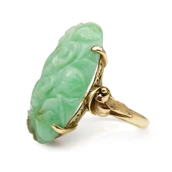 14ct Yellow Gold Vintage Jade Ring