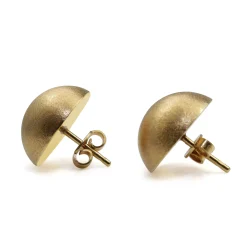 18ct Yellow Gold Vintage Matte Button Stud Earrings