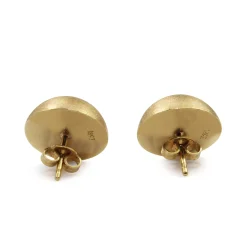 18ct Yellow Gold Vintage Matte Button Stud Earrings