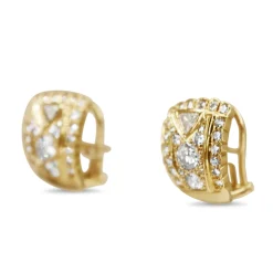 18ct Yellow Gold Vintage Old and Brilliant Cut Diamond Cluster Earrings