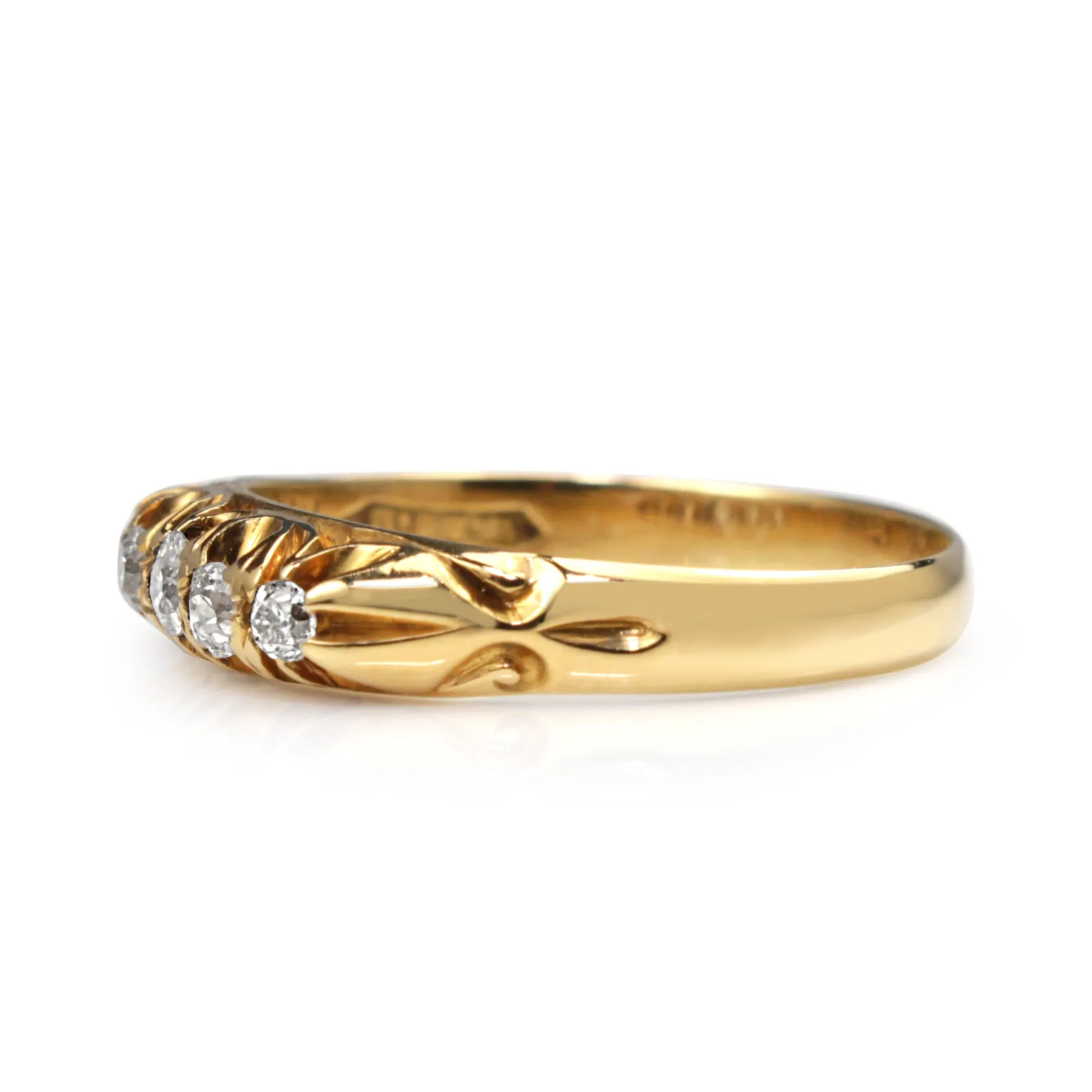 18ct Yellow Gold Vintage Old Cut 5 Stone Diamond Ring