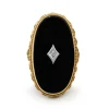 14ct Yellow Gold Vintage Onyx and Diamond Ring