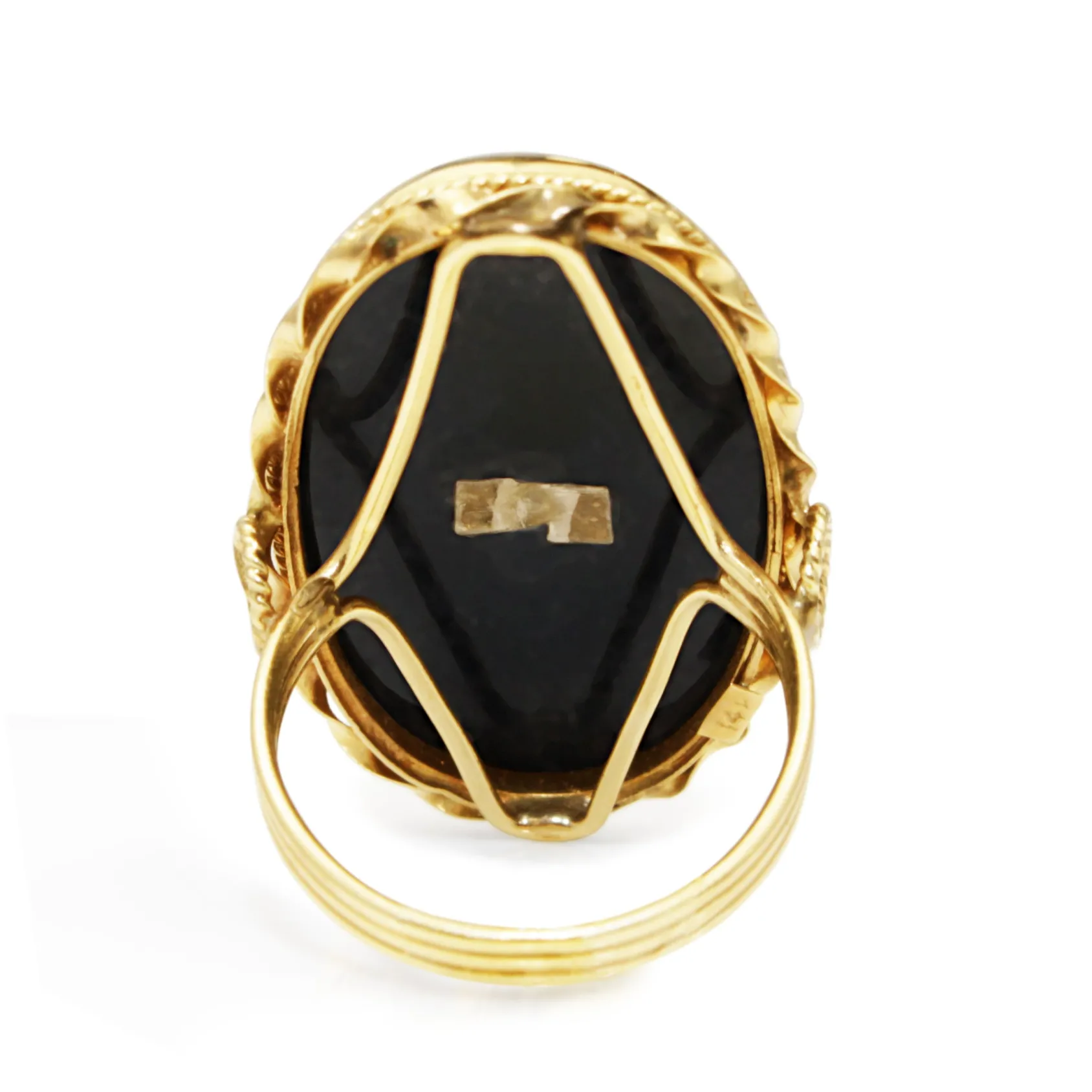 14ct Yellow Gold Vintage Onyx and Diamond Ring