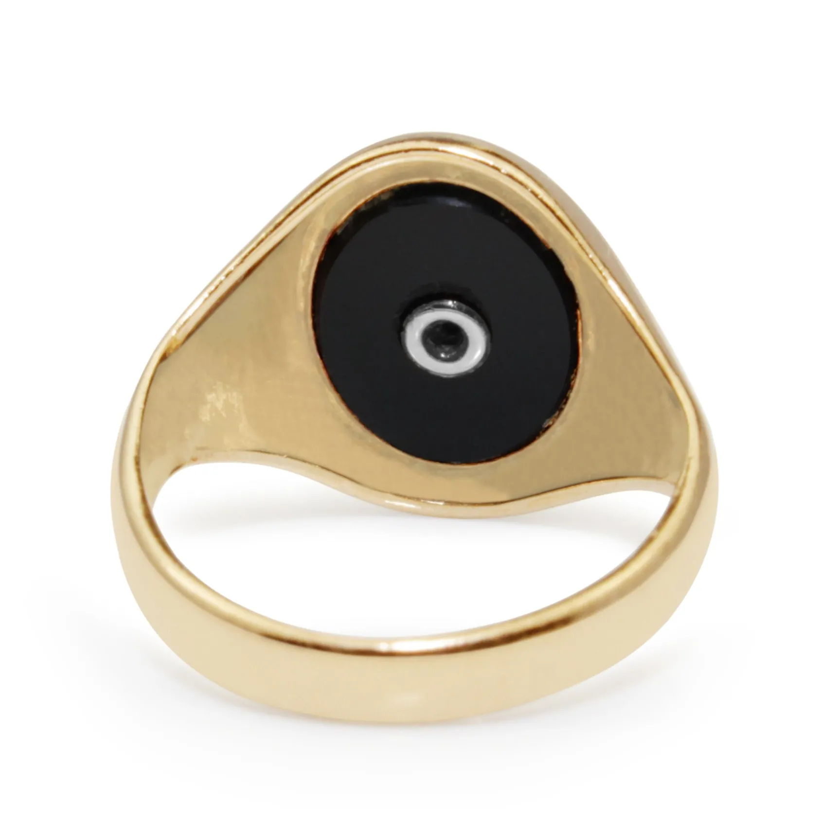 9ct Yellow Gold Vintage Onyx and Diamond Signet Ring