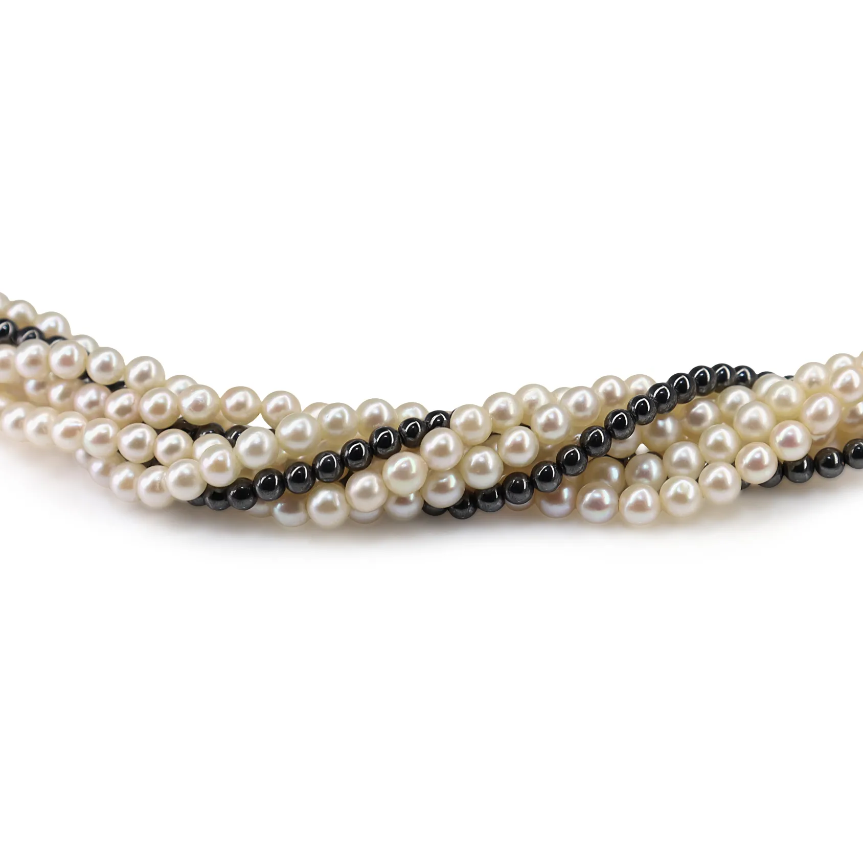 9ct Yellow Gold Vintage Seed Pearl and Hematite Necklace