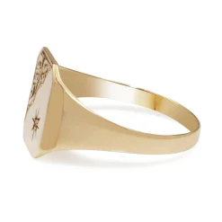 9ct Yellow Gold Vintage Signet Ring with Diamond