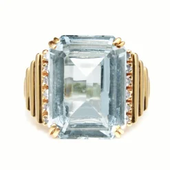 14ct Yellow Gold Vintage Spinel and Diamond Cocktail Ring