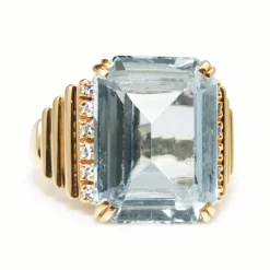 14ct Yellow Gold Vintage Spinel and Diamond Cocktail Ring