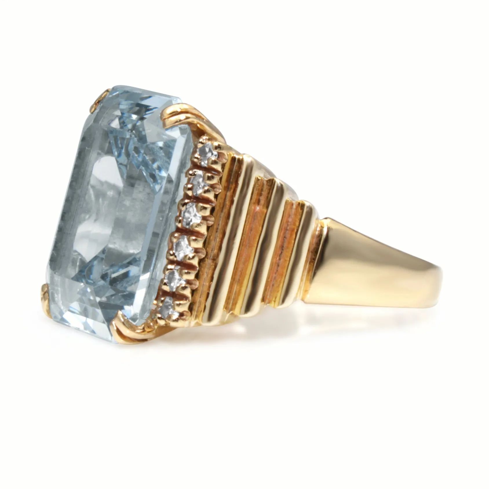 14ct Yellow Gold Vintage Spinel and Diamond Cocktail Ring