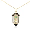 9ct Yellow Gold Vintage Style Emerald and Enamel Necklace