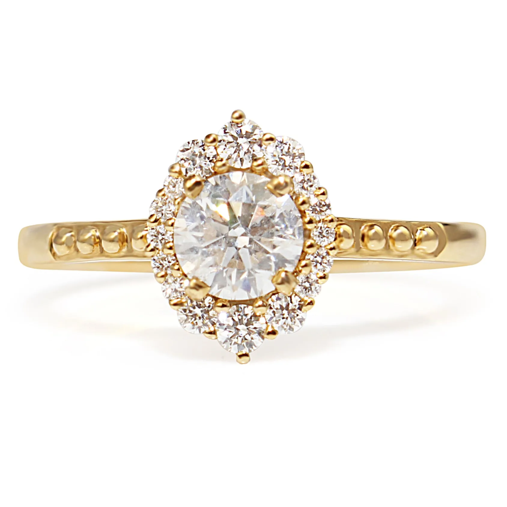 18ct Yellow Gold Vintage Style Diamond Halo Ring