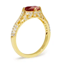 18ct Yellow Gold Vintage Style Ruby and Diamond Ring