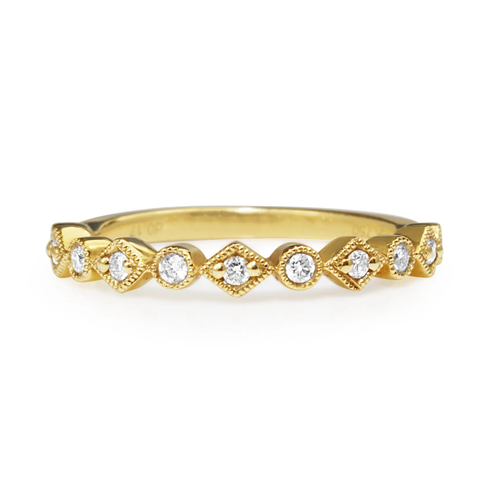 18ct Yellow Gold Vintage Style Diamond Band