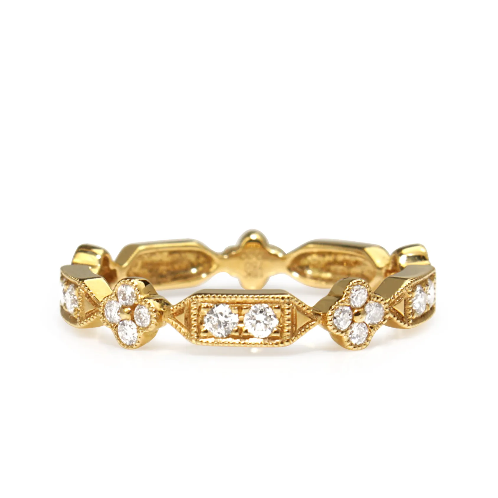 18ct Yellow Gold Vintage Style Stacking Band