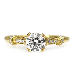18ct Yellow Gold Vintage Style Diamond Solitaire Ring