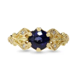 18ct Yellow Gold Vintage Style Sapphire and Diamond Ring