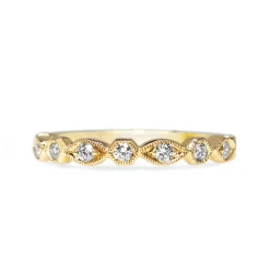 9ct Yellow Gold Vintage Style Diamond Band Ring