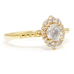 18ct Yellow Gold Vintage Style Diamond Halo Ring