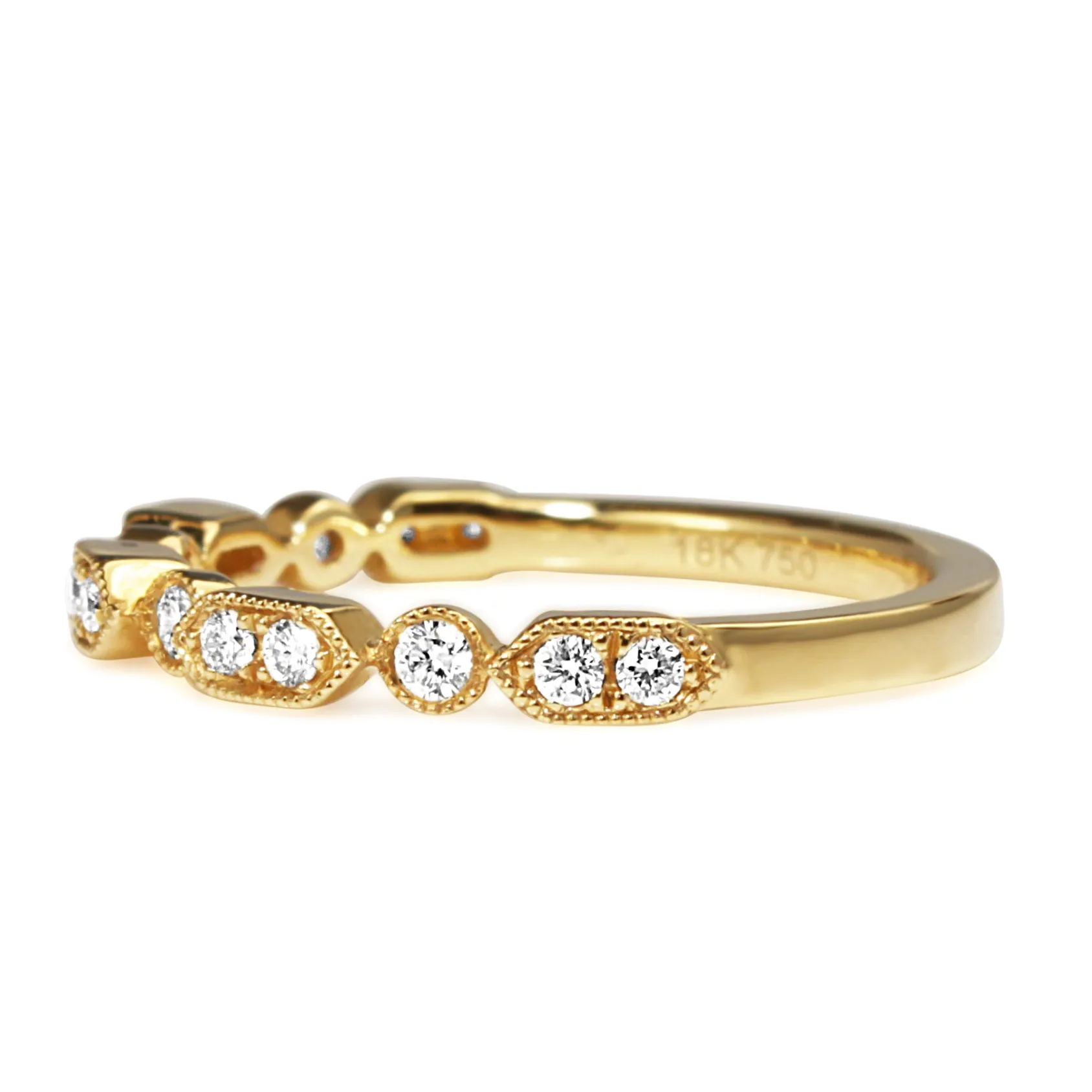 18ct Yellow Gold Vintage Style Diamond Band