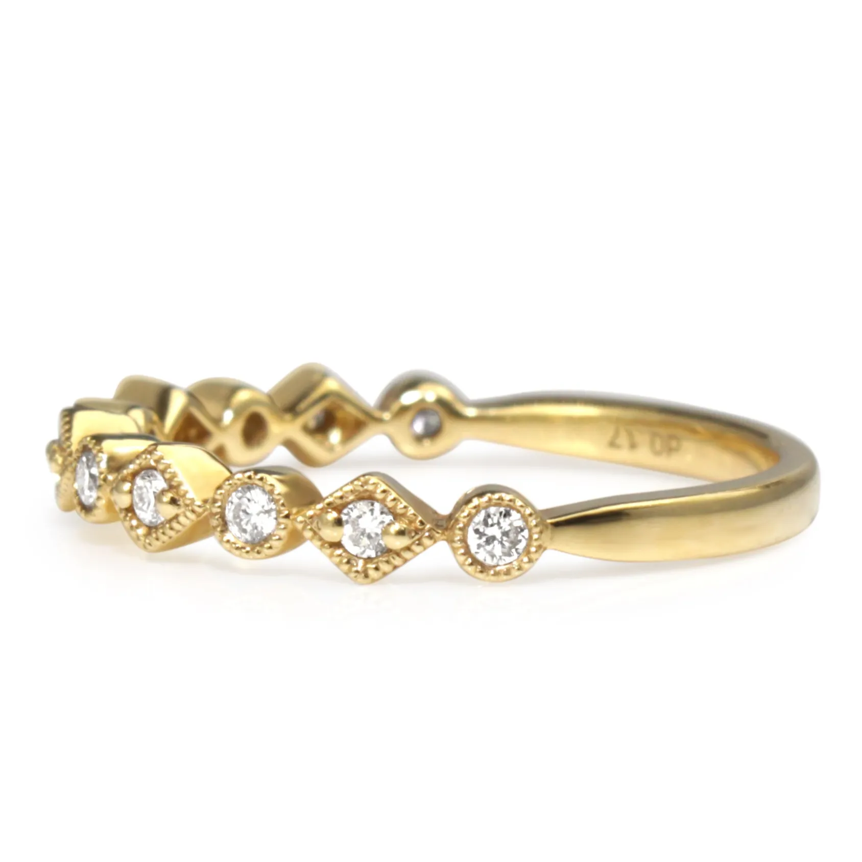 18ct Yellow Gold Vintage Style Diamond Band