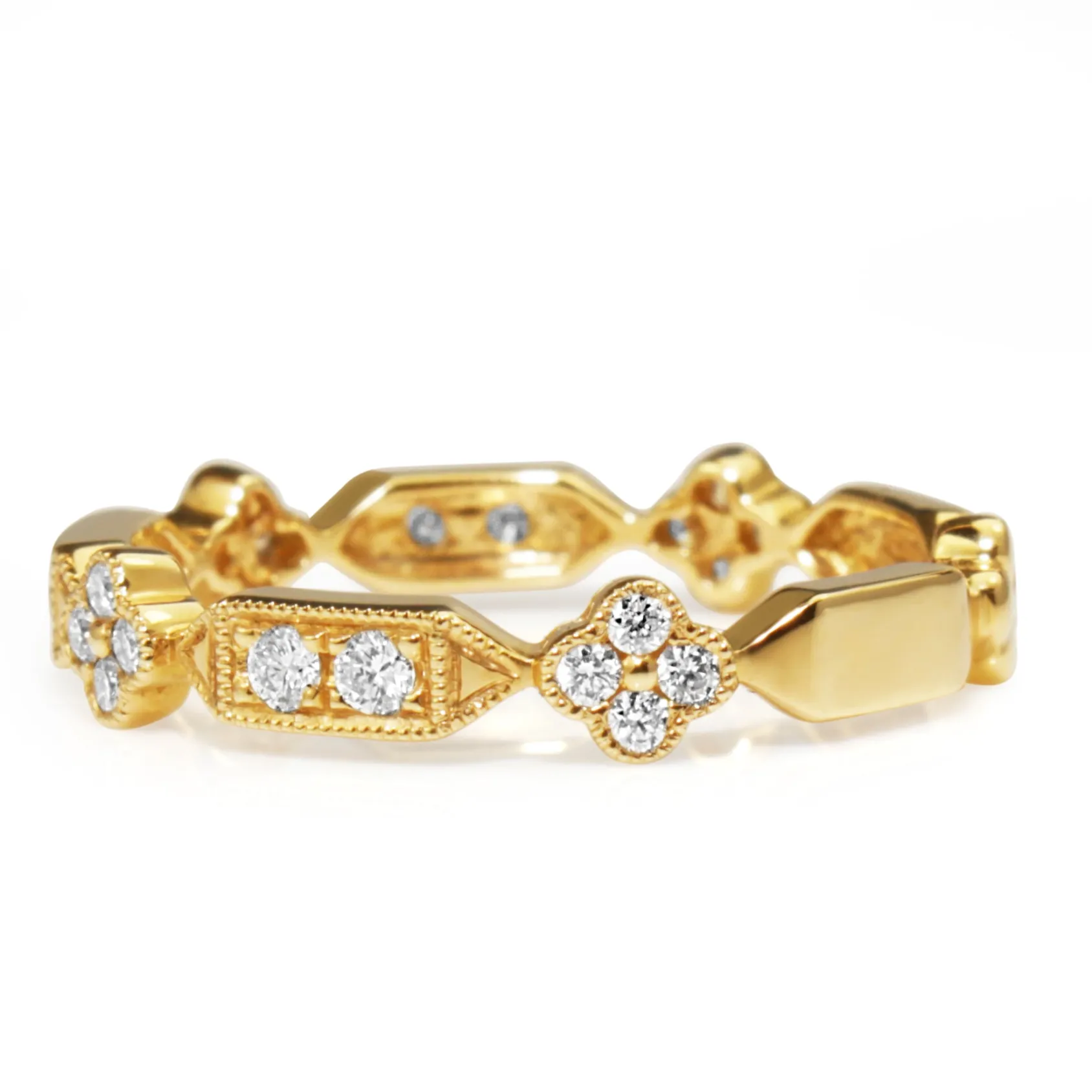 18ct Yellow Gold Vintage Style Stacking Band