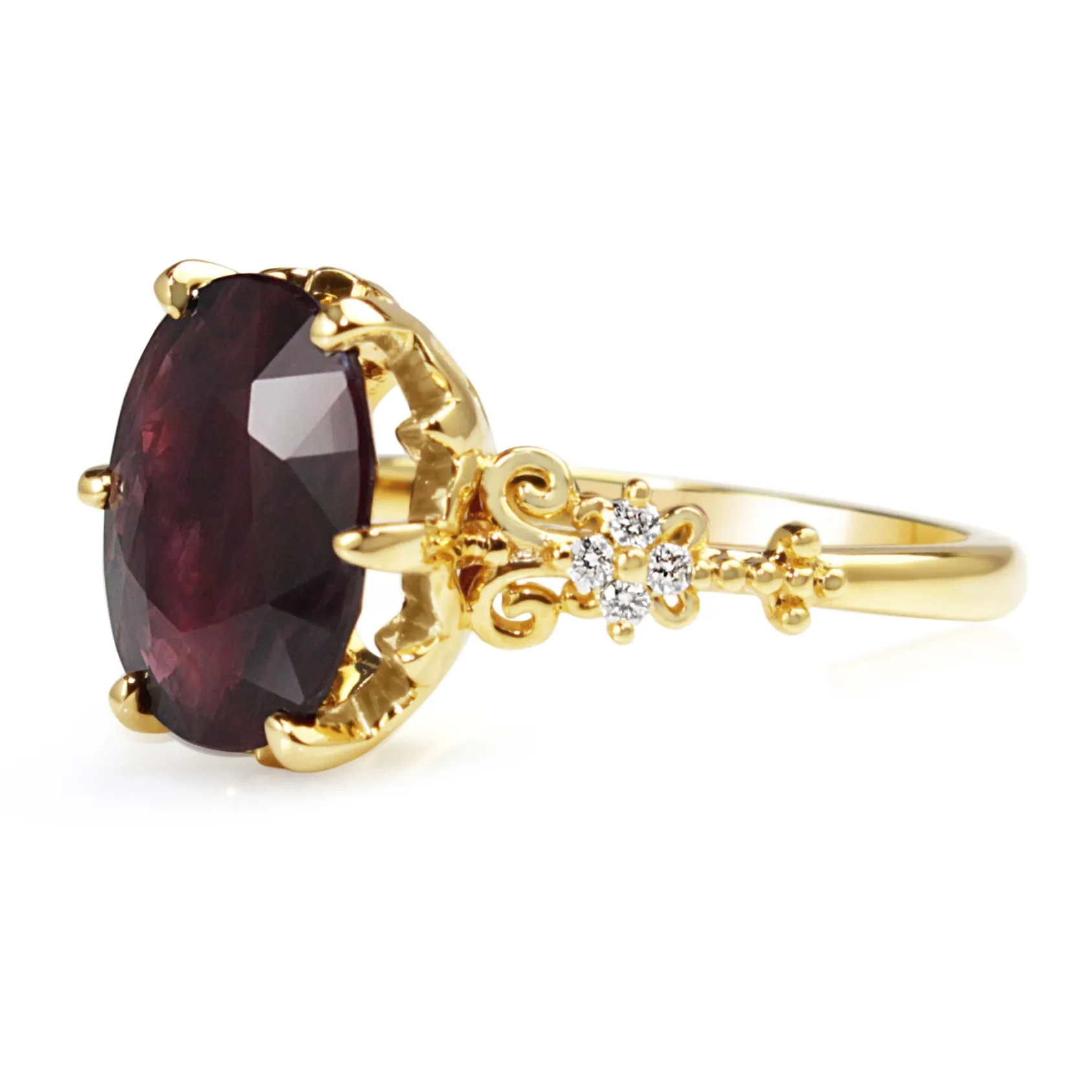 18ct Yellow Gold Vintage Style Ruby and Diamond Ring