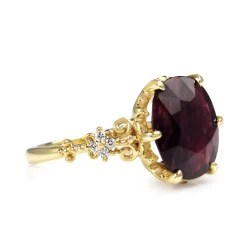 18ct Yellow Gold Vintage Style Ruby and Diamond Ring