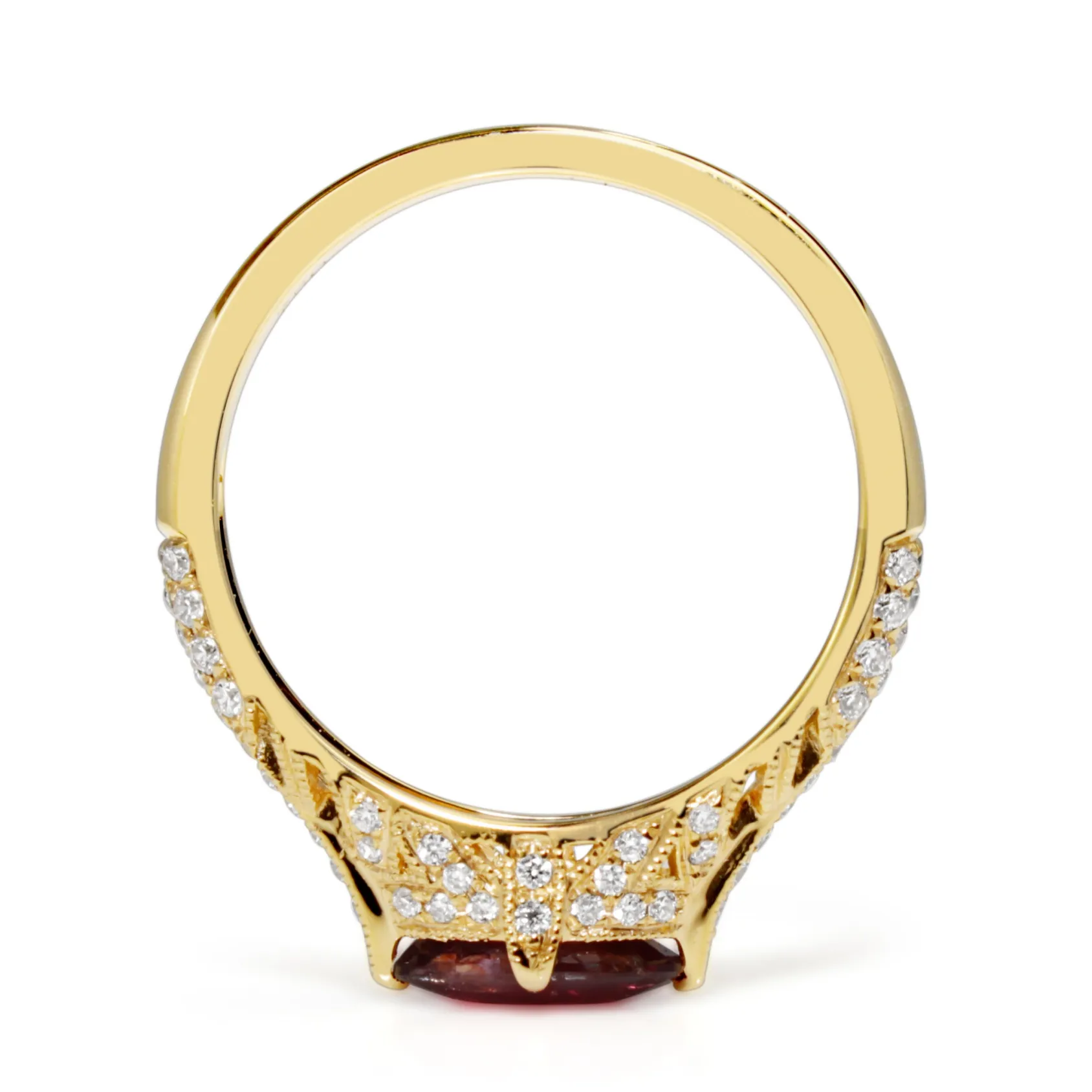 18ct Yellow Gold Vintage Style Ruby and Diamond Ring