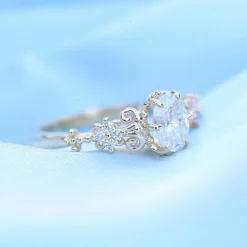 18ct Yellow Gold Vintage Style Oval Diamond Solitaire Ring